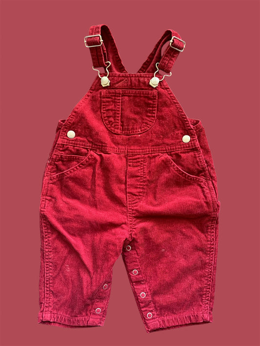 Deep Dark Red Corduroy Gap Overalls (6-12m)