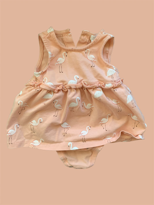 Pink Flamingo Firsts by Petit Lem Bodysuit Dress (3m)