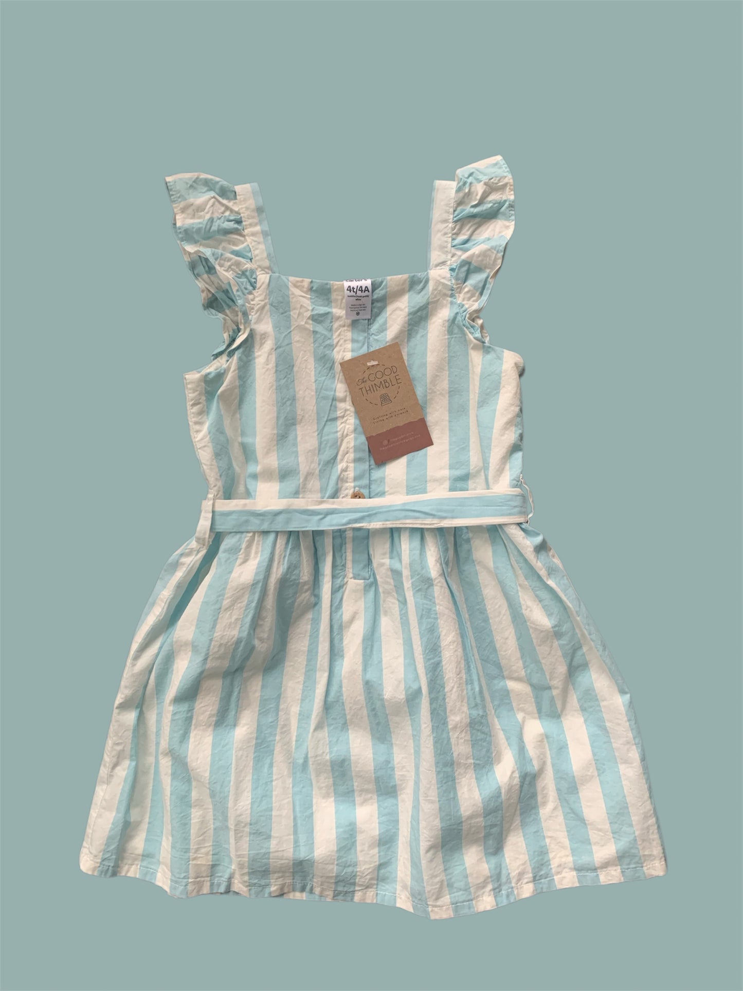 Blue and White Striped Carter's Dress (4T)