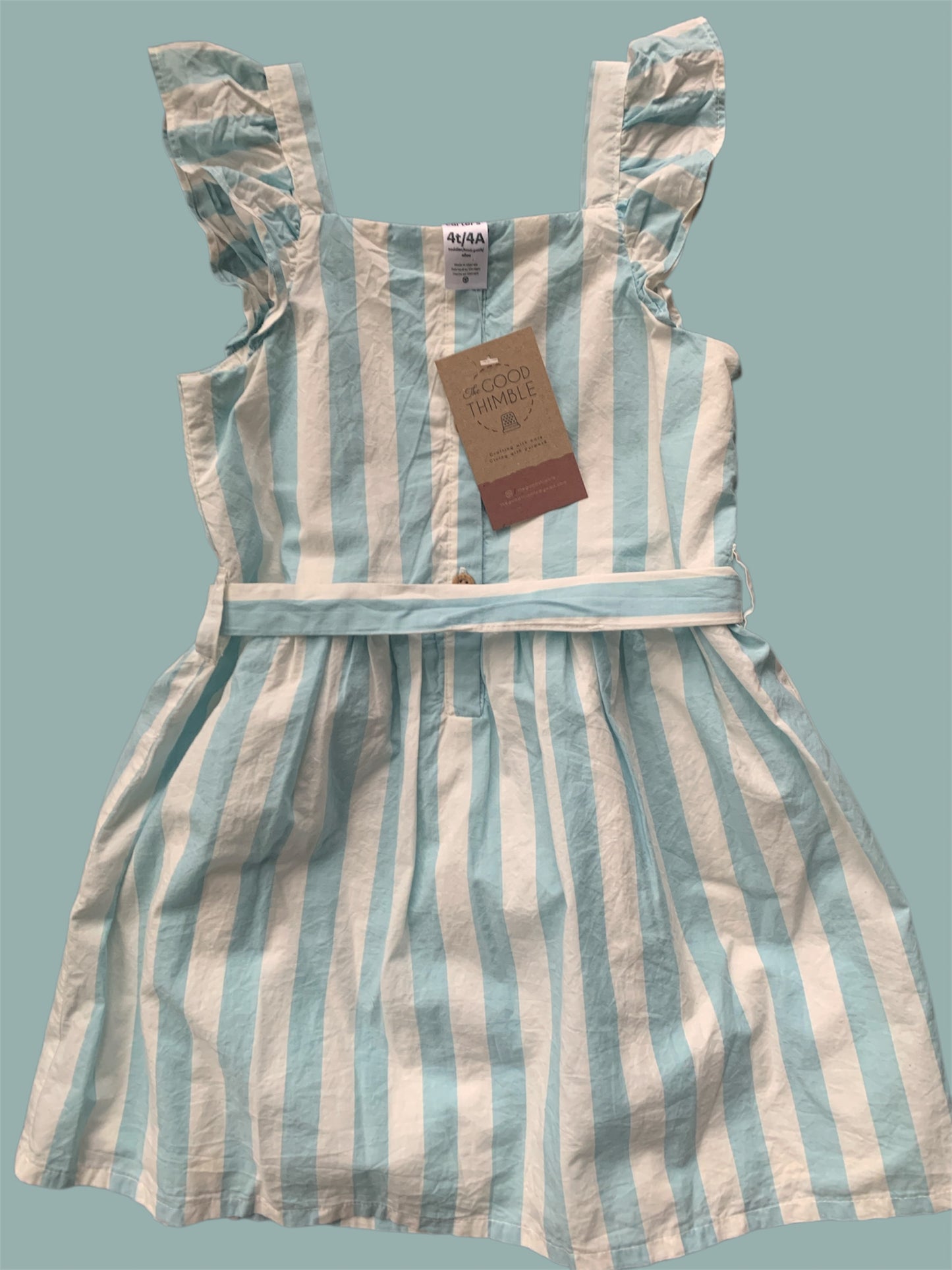 Blue and White Striped Carter's Dress (4T)