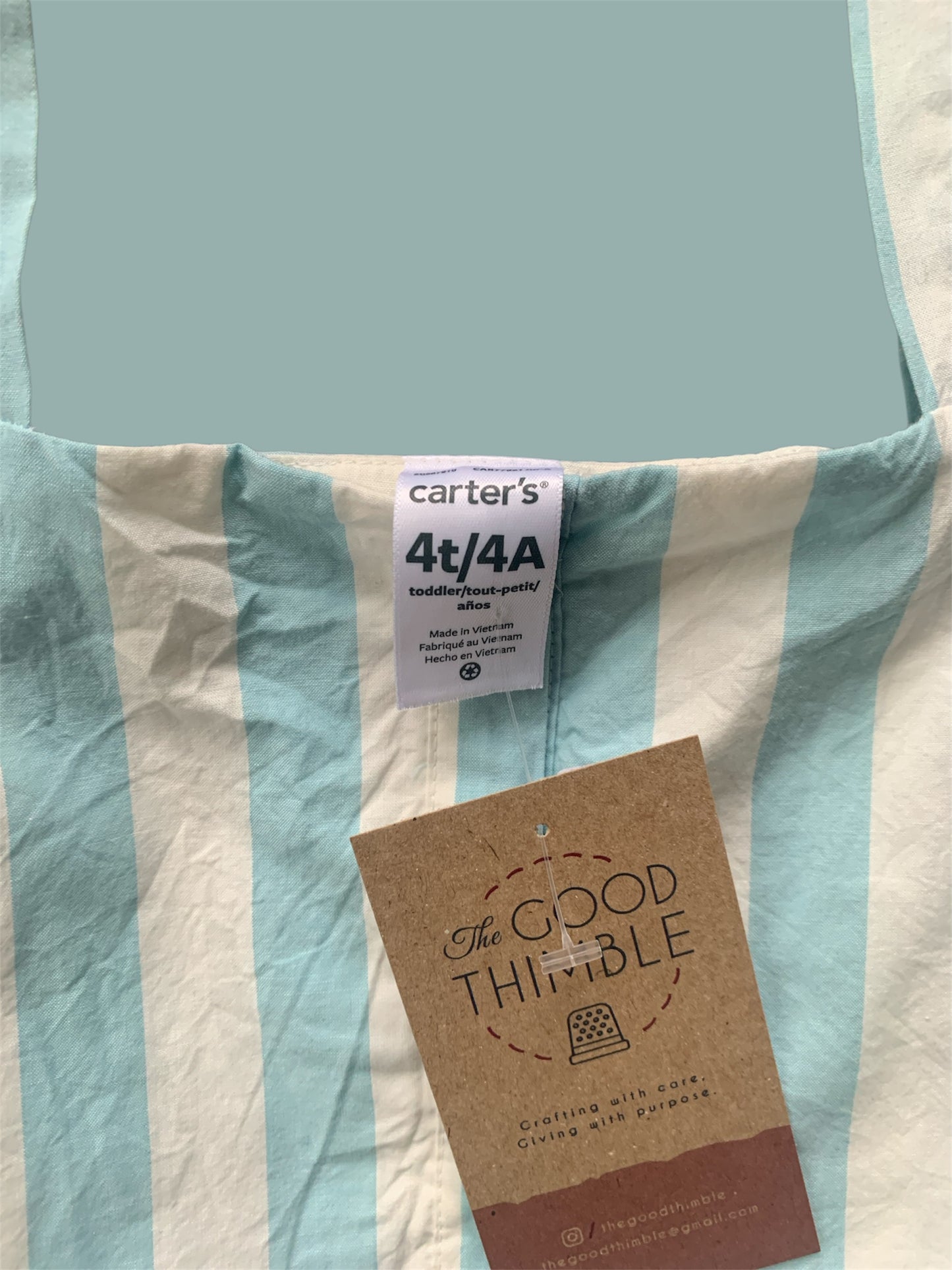 Blue and White Striped Carter's Dress (4T)