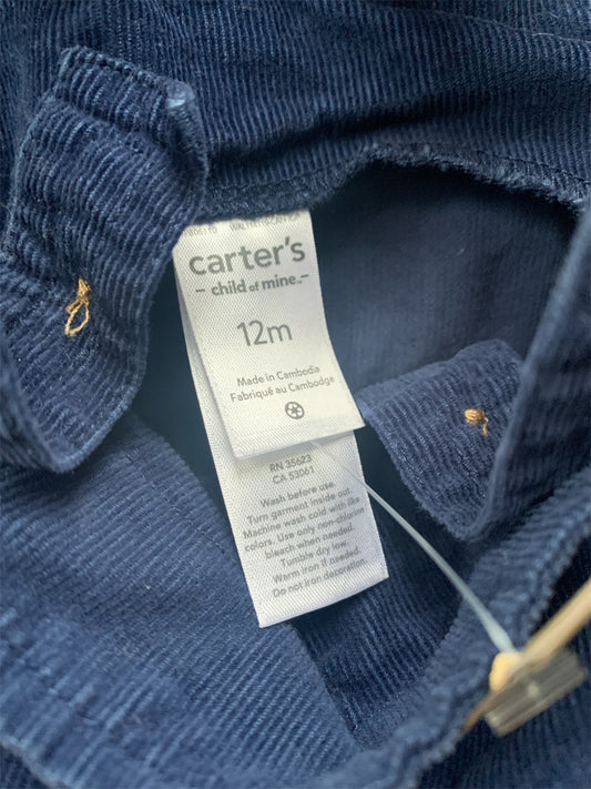 Blue Corduroy Jumper Overalls (Size 12M)